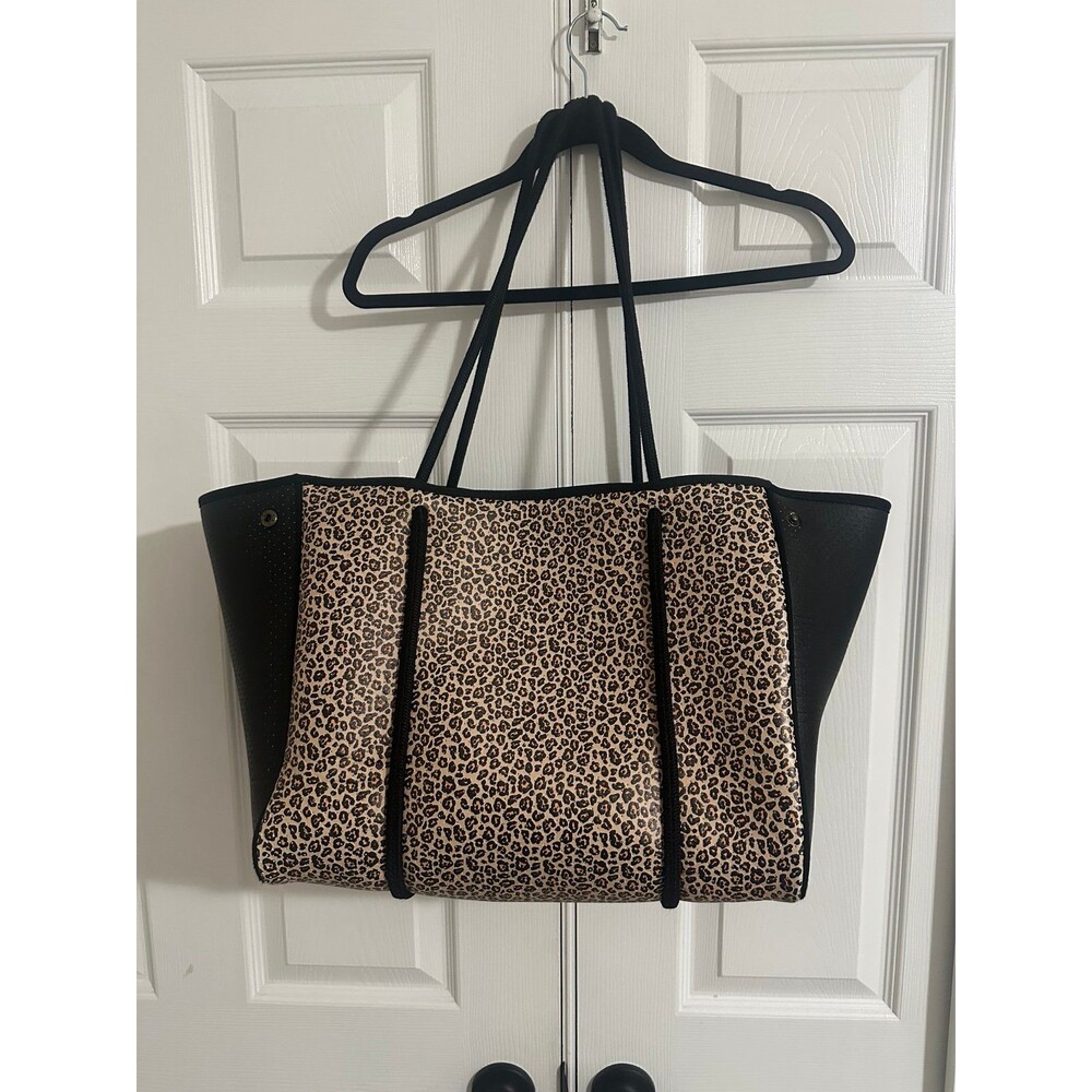 Anthropology Hazel Tote Bag: Leopard Print Neoprene Tote Bag